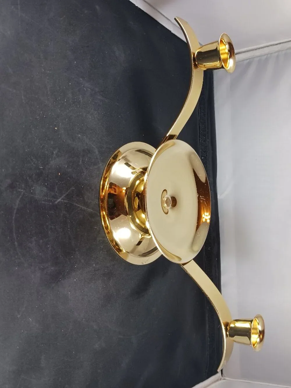 Vintage 80s Coated Brass Modern Candelabra